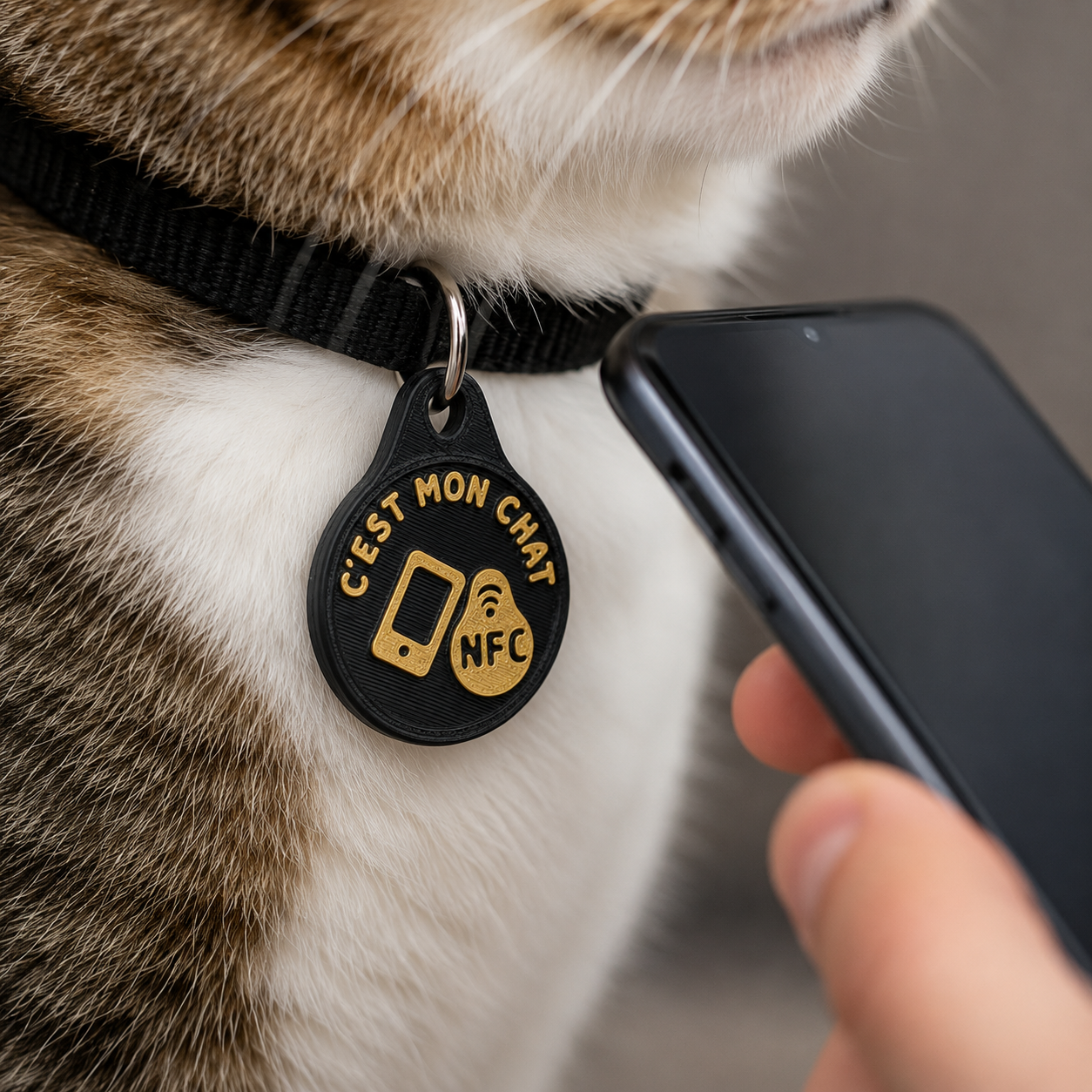 Médaillon NFC pour chat « C’est mon chat »